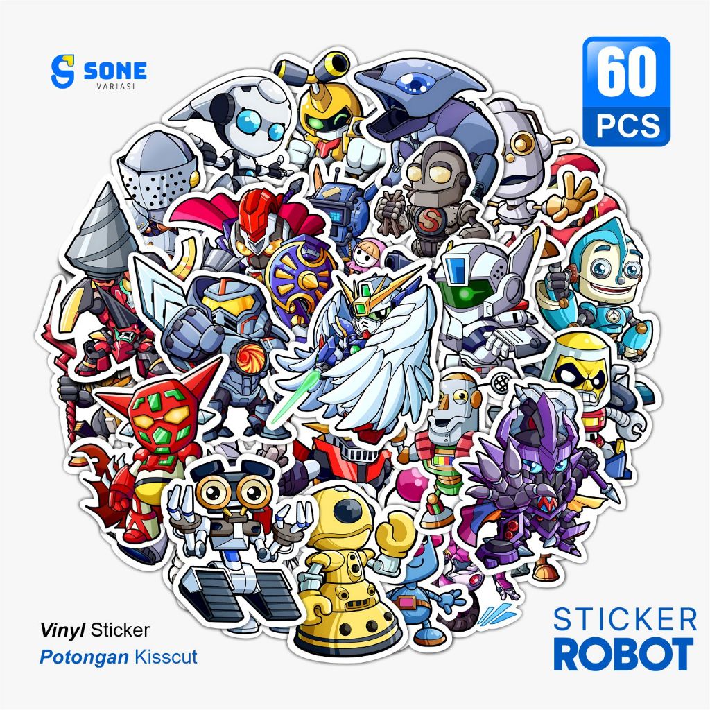 Sticker Pack ROBOT / Stiker Kartun Paper Vinyl Deco Buku Jurnal Tumbler Laptop Aesthetic