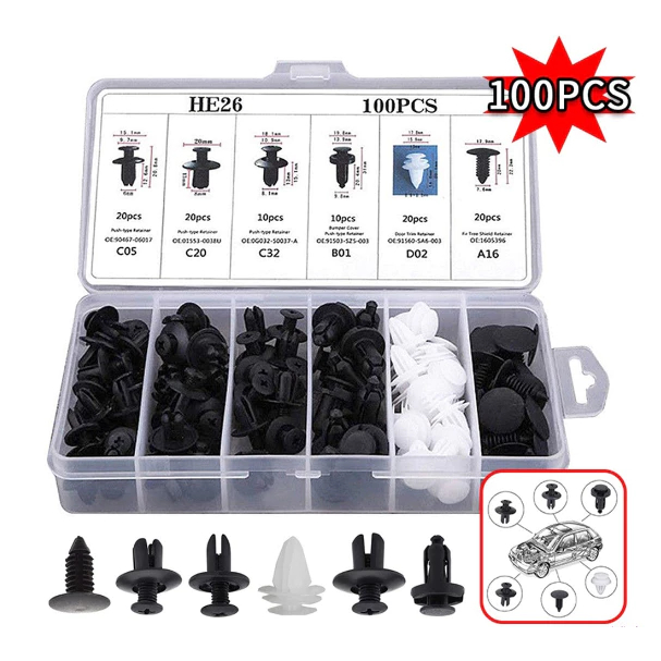 [promo]100pcs Klip Kancing Rivet Panel Pintu Fender Bumper Untuk Mobil Motor Otomotif / Klip Fender 