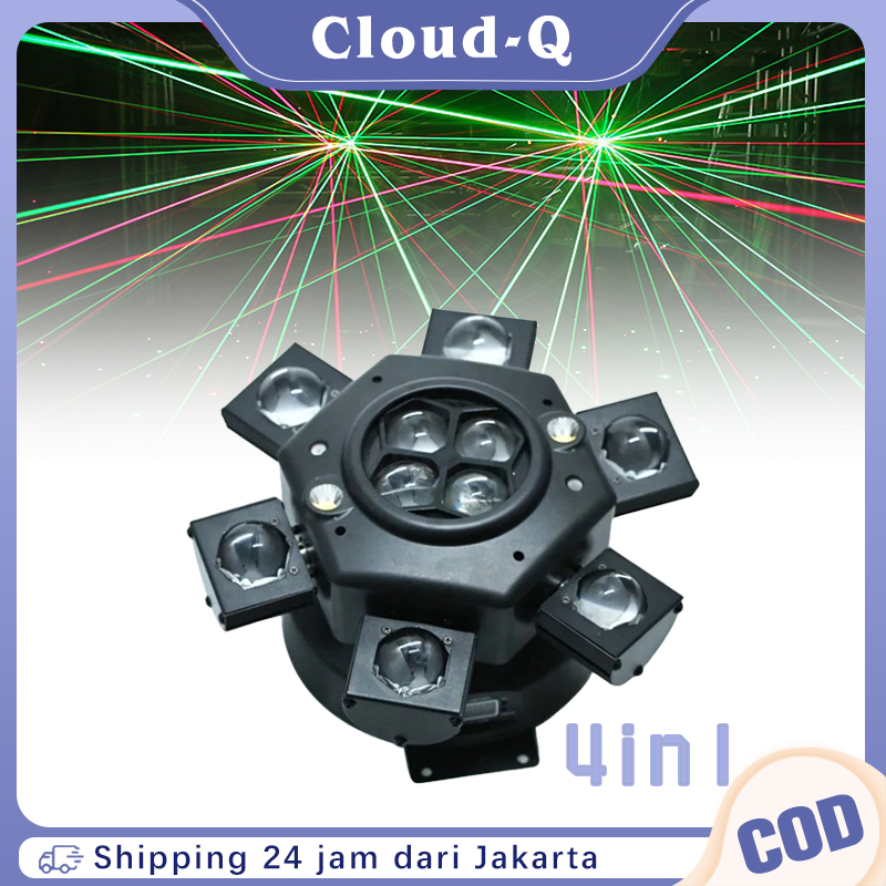 Moving Cyclone Laser Beam LED 4 In 1 Lampu Panggung Laser 6 Laser Beam Lampu Disco Putar Lampu Dj