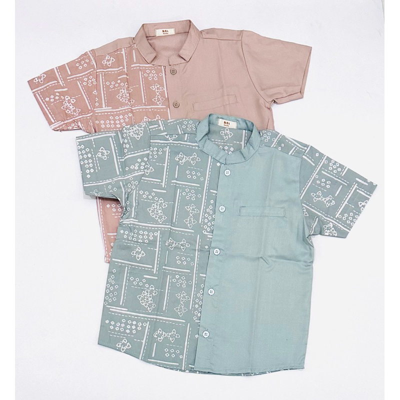 kemeja batik anak warna coksu latte, sage