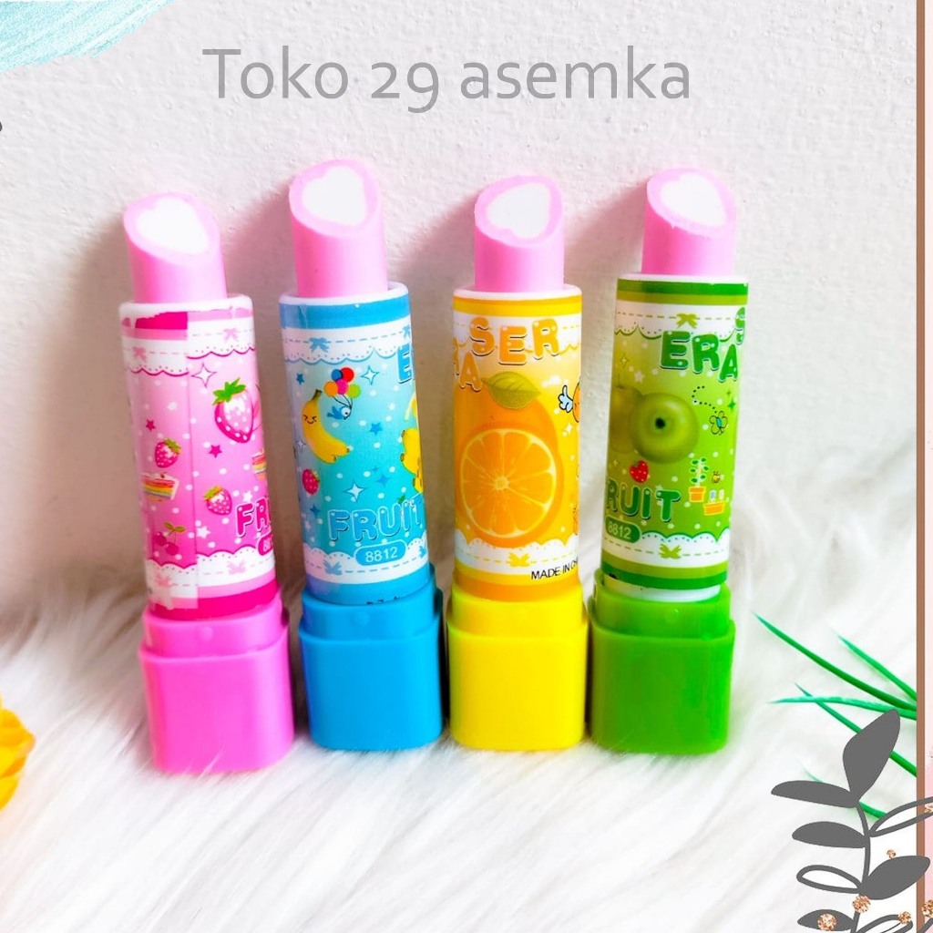 

PENGHAPUS LIPSTIK BUAH ER-1218 LIPSTICK FRUIT KARAKTER ERASER HAPUSAN PENSIL ALAT TULIS SEKOLAH