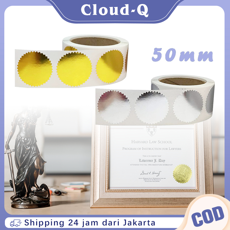

Sticker Seal Untuk Emboss Stamp Roll Sticker Emboss Custom Emas Perak 250pcs Stiker Holographic Seal