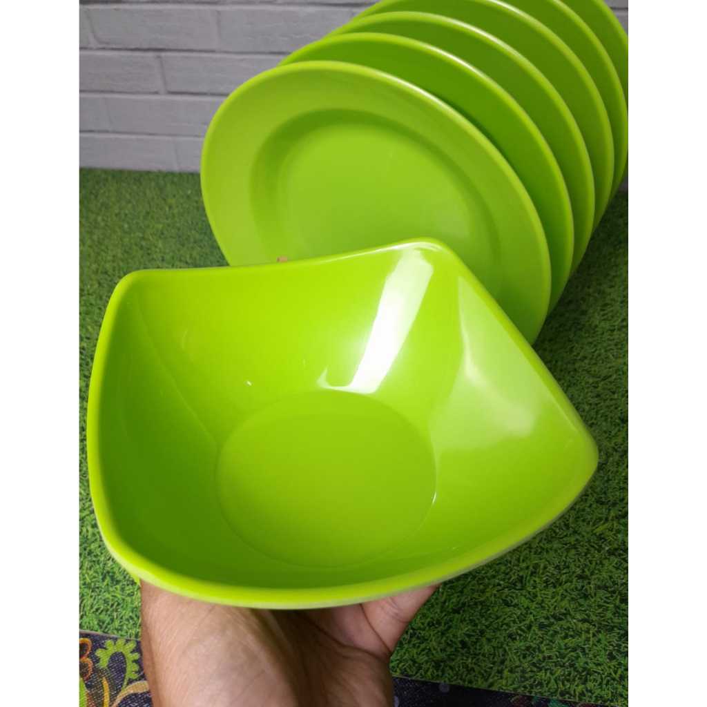 (6 pcs) Mangkuk Melamin Lengkung (16 cm / 7 inch), Mangkok Melamine Tebal Persegi Mangkok Sajian Mie