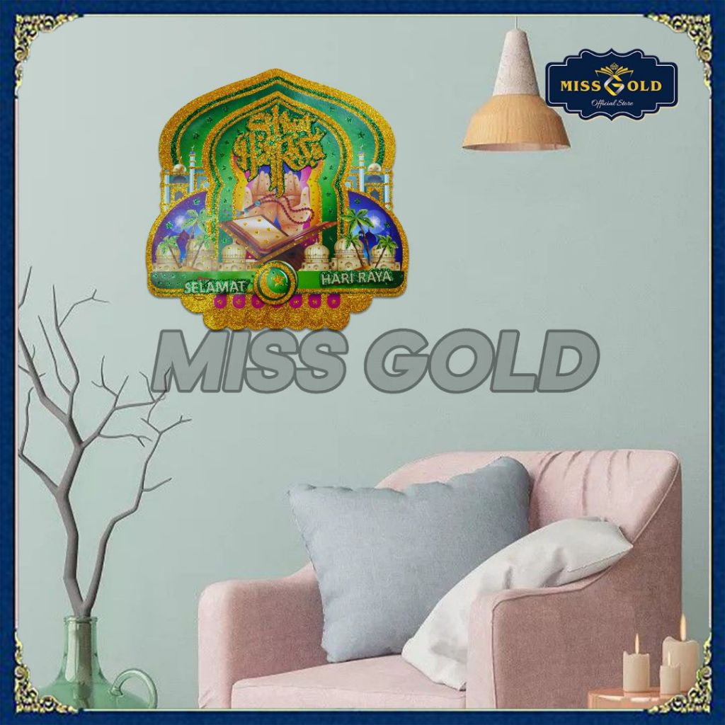 HIASAN DINDING TEMA IDUL FITRI UKURAN BESAR STIKER TEMPELAN DEKORASI DINDING PERAYAAN HARI RAYA LEBA