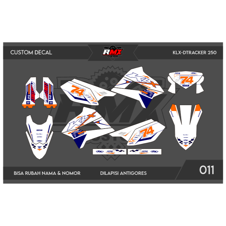 DECAL STICKER KLX 250 S (011) DEKAL STIKER DTRACKER 250 FULLBODY HITAM MERAH, KUNING, HIJAU, BIRU TU