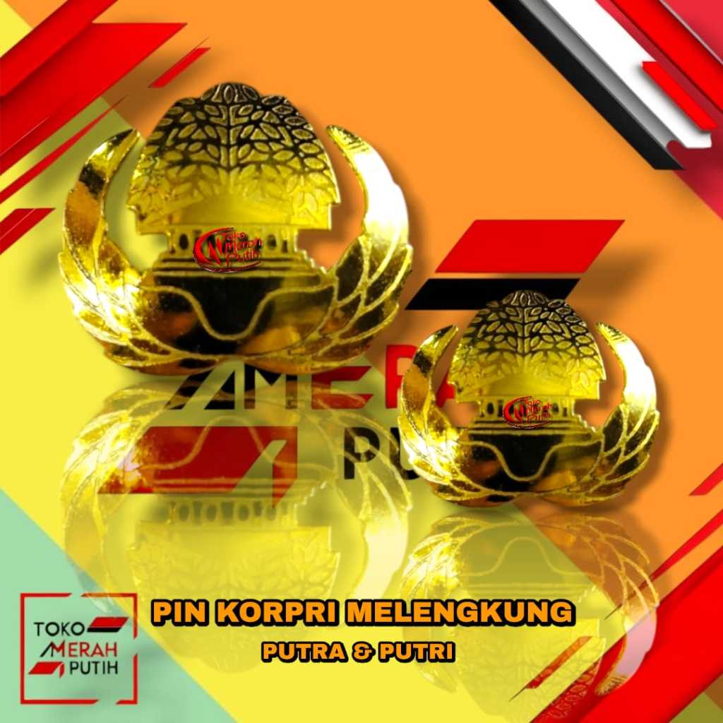 Pin Bros lencana korpri melengkung kuningan