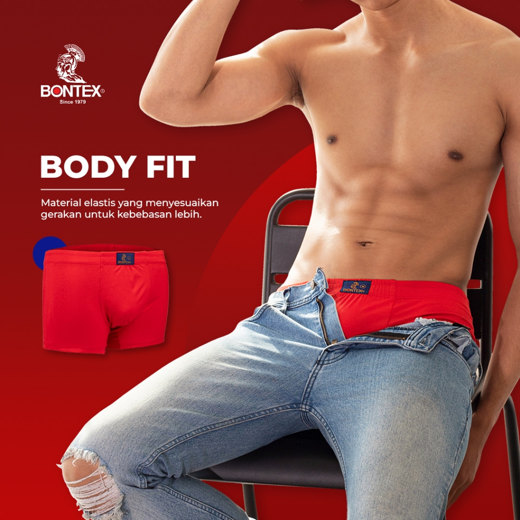 BXR-01 BONTEX Red Edition - Boxer Pria - Bahan Katun Pemakaian Sehari Hari