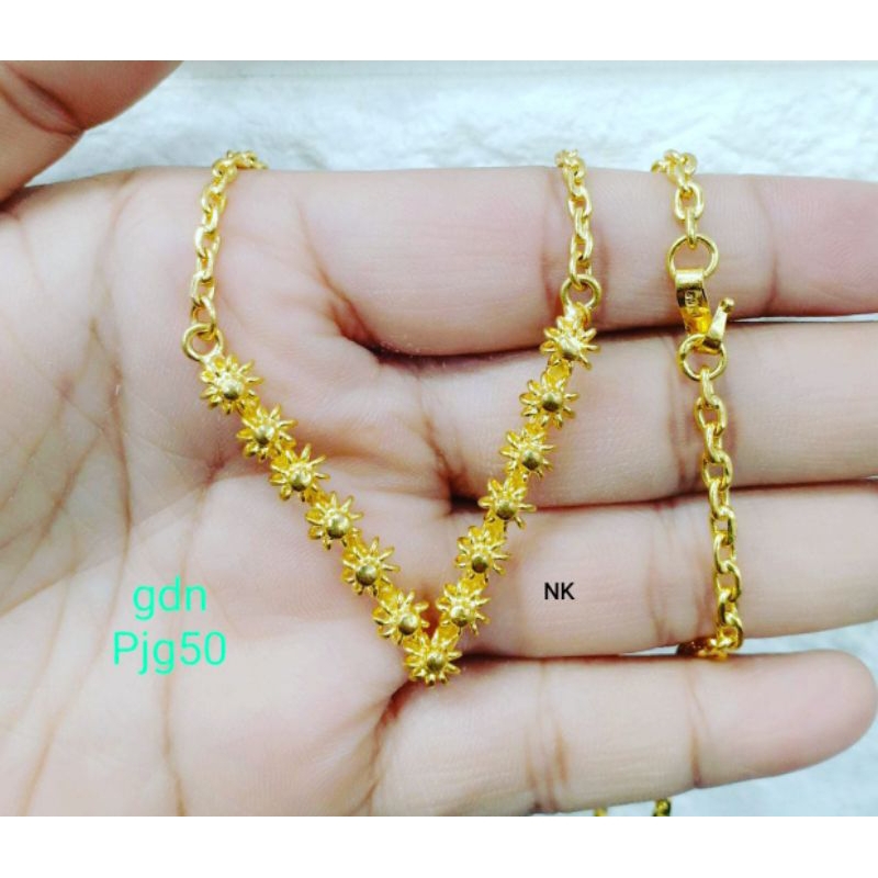 kalung lapis emas model bunga tanjung