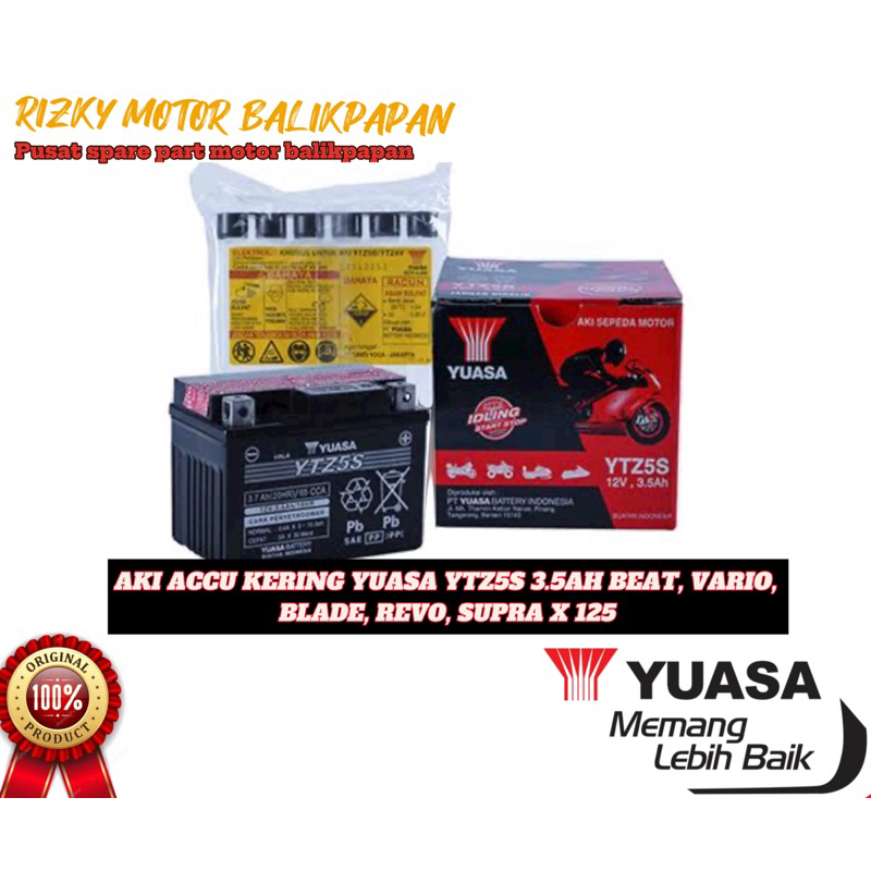 AKI ACCU KERING YUASA YTZ5S 3.5AH BEAT, VARIO, BLADE, REVO, SUPRA X 125