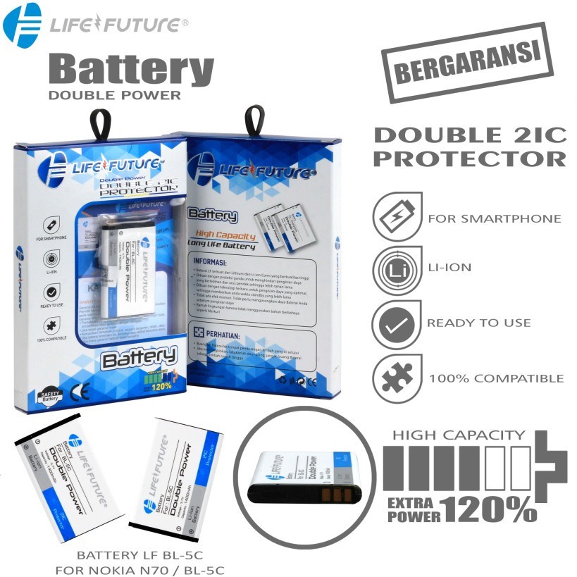 BATERAI BATRE NOKIA BL5C LF DOBEL POWER LIFE FUTURE NOKIA N7 15