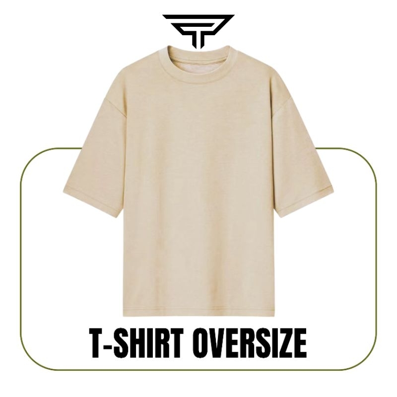 PLT || T SHIRT OVERSIZE POLOS || KAOS POLOS || CREAM || COTTON COMBED 24S