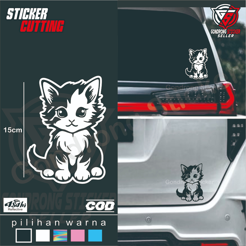 Stiker kucing lucu - Sticker Kucing Cutting - Cocok untuk Mobil, Motor, Laptop, dll