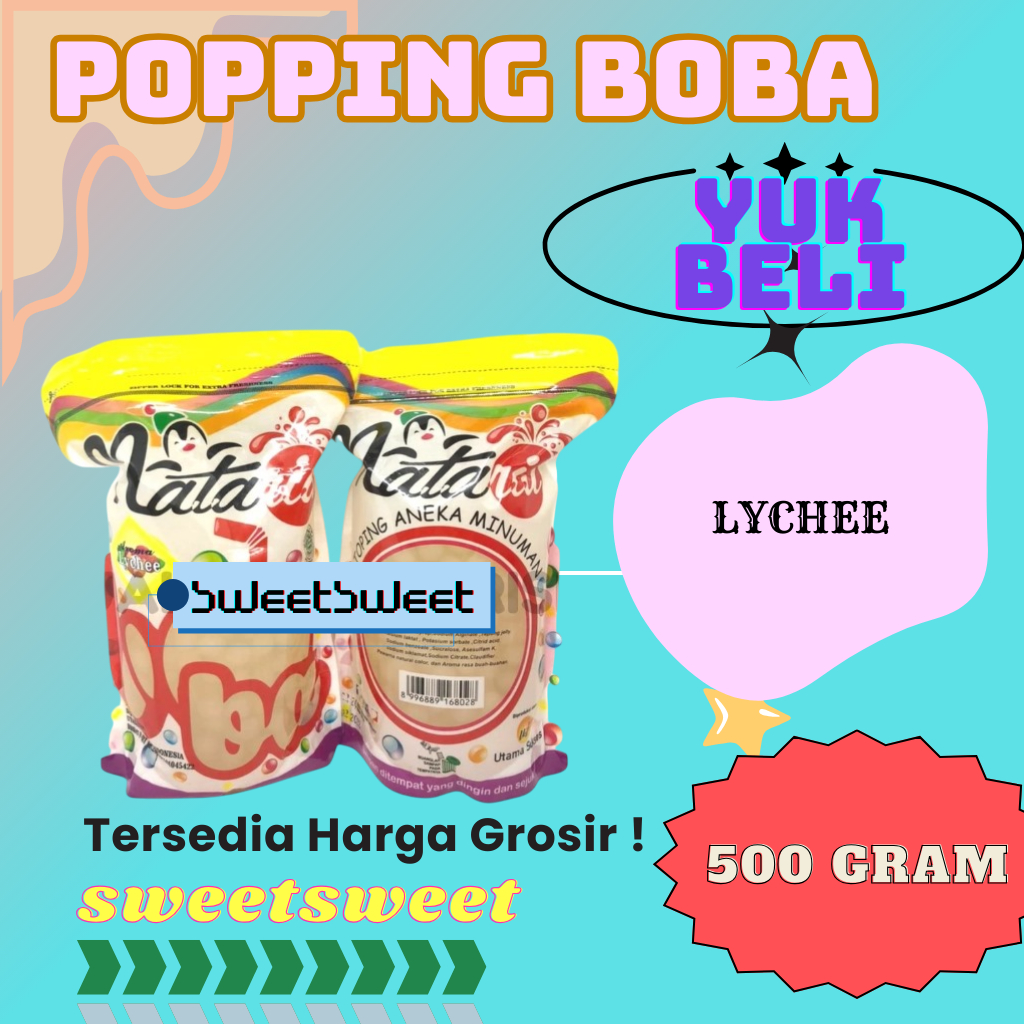 

Popping Boba Rasa Lychee 500g | Jelly Mutiara | Topping Minuman Kekinian