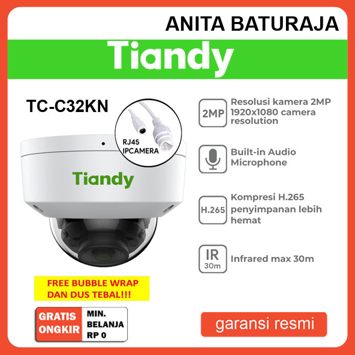 IP Camera CCTV TIANDY TC-C32KN 2MP Audio PoE ONVIF IR Indoor Dome