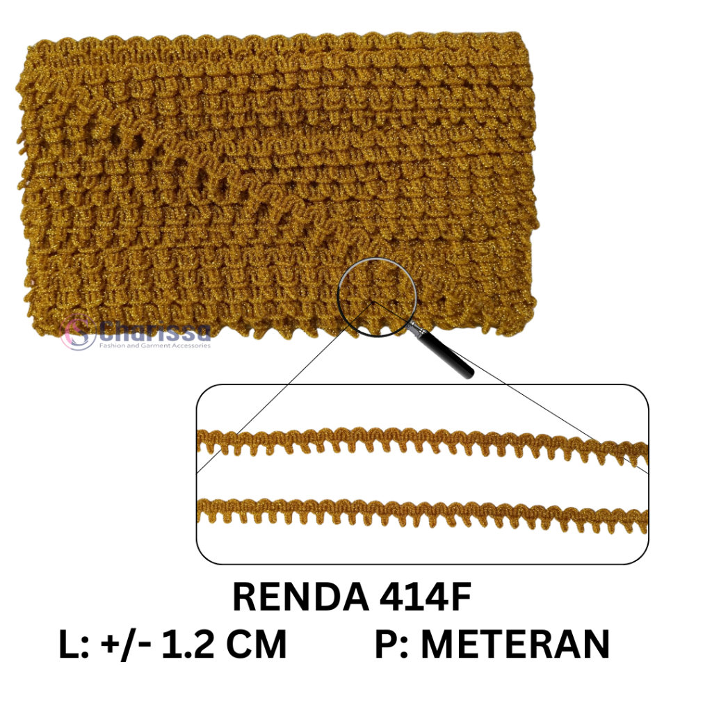 [ METERAN ] Renda 414F emas silver / renda mas perak 1.2 cm / renda kecil