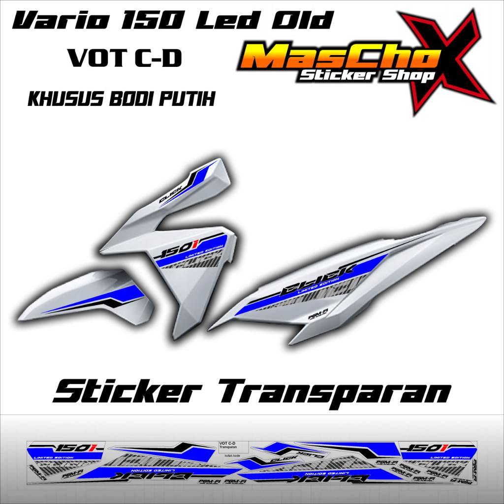 Striping Transparan new vario 150 Led Old tahun 2014 2017 stiker transparan khusus body putih VOT C