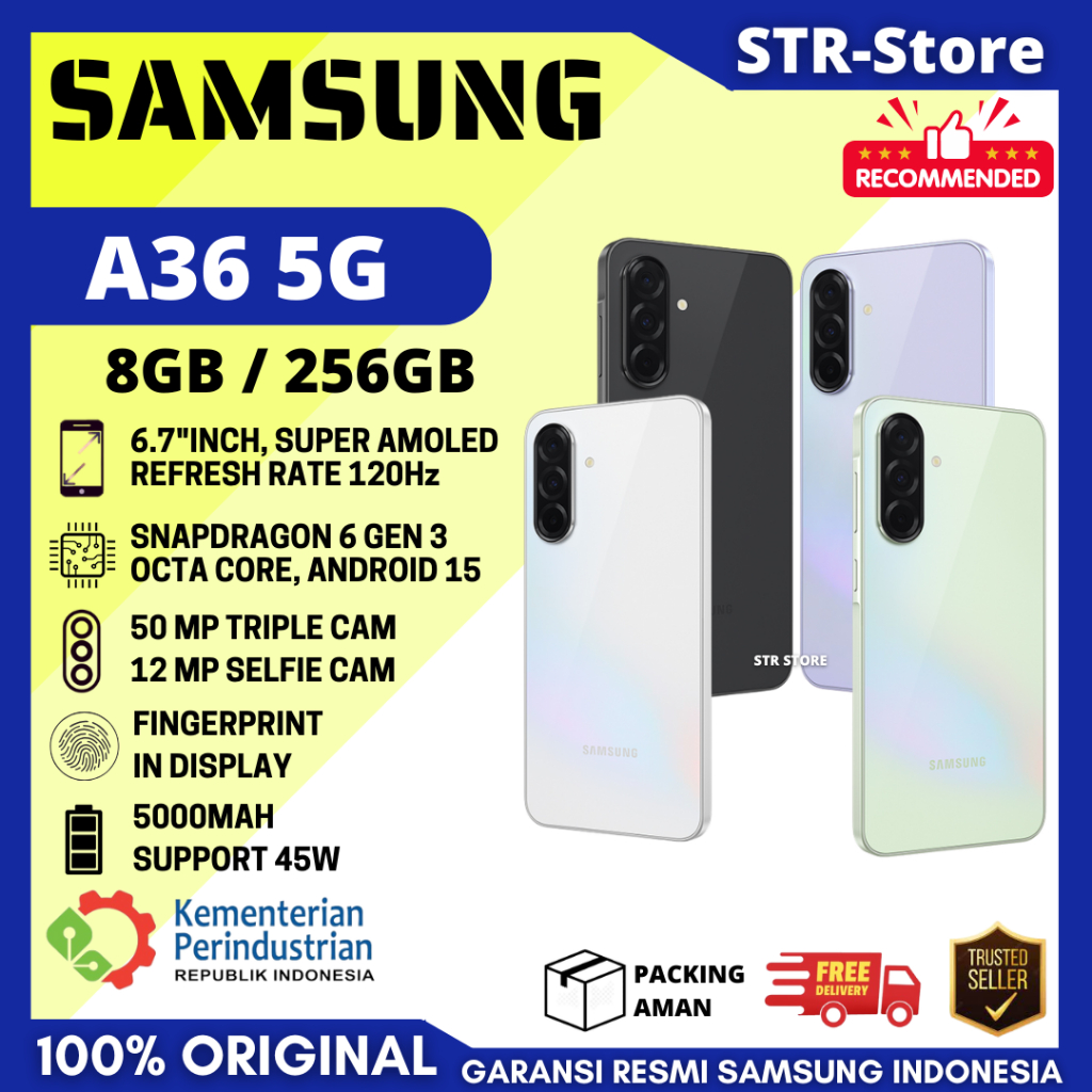 SAMSUNG A36 5G 8/256 GB GARANSI RESMI SAMSUNG ANDROID A36 5G 8/256 GB RAM 8GB - SAMSUNG A36 5G