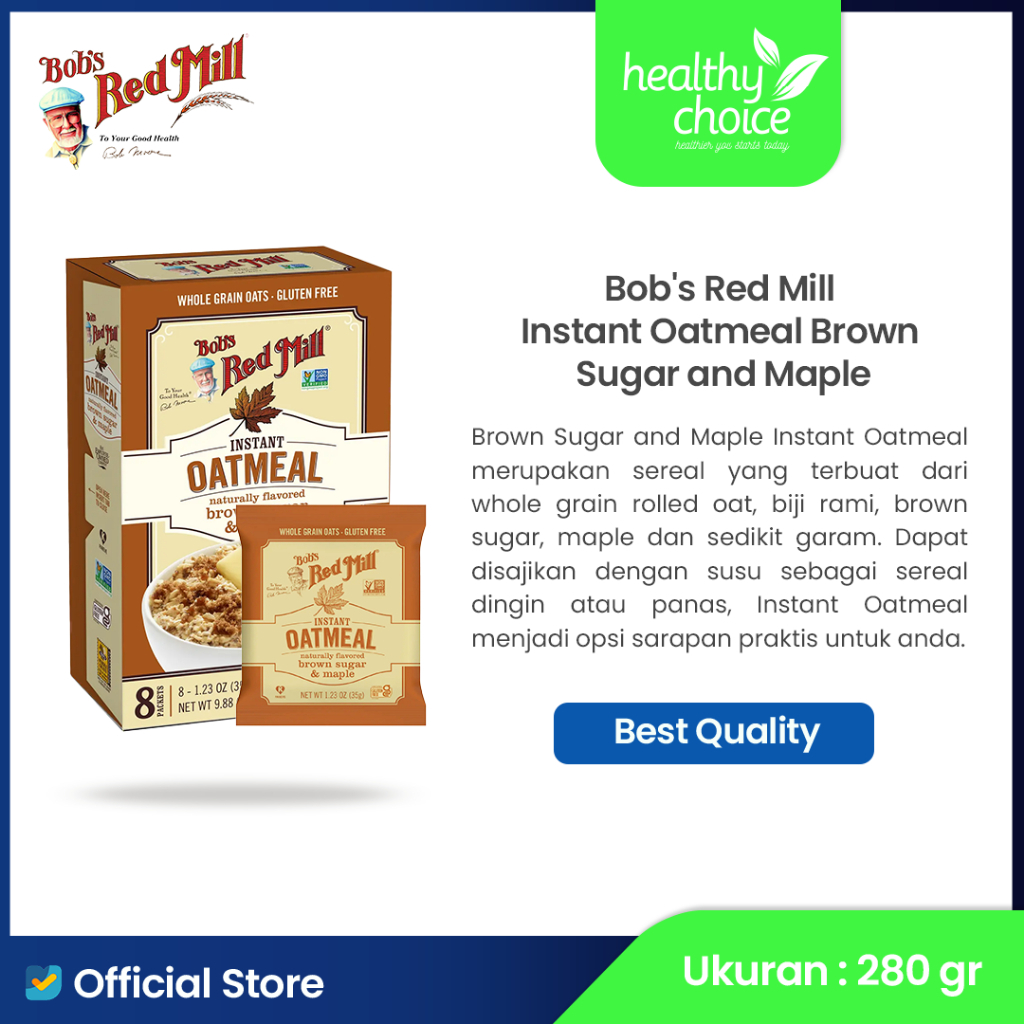 

Bob's Red Mill Instant Oatmeal Packets Brown Sugar & Maple 9.88 oz 280 gr