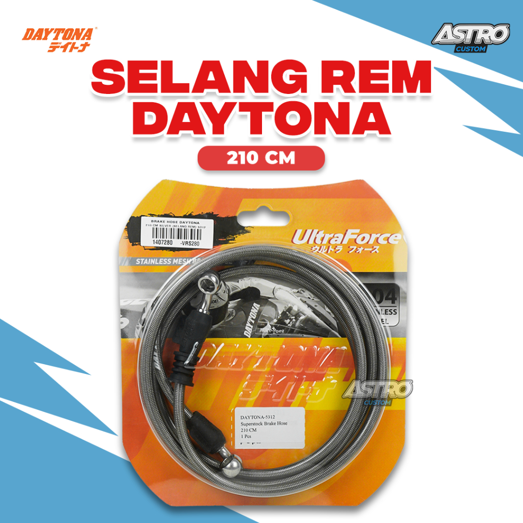 Selang Rem DAYTONA 210 CM Silver Brake Hose Belakang Nmax Non ABS Stainles Steel Kabel Rem Racing