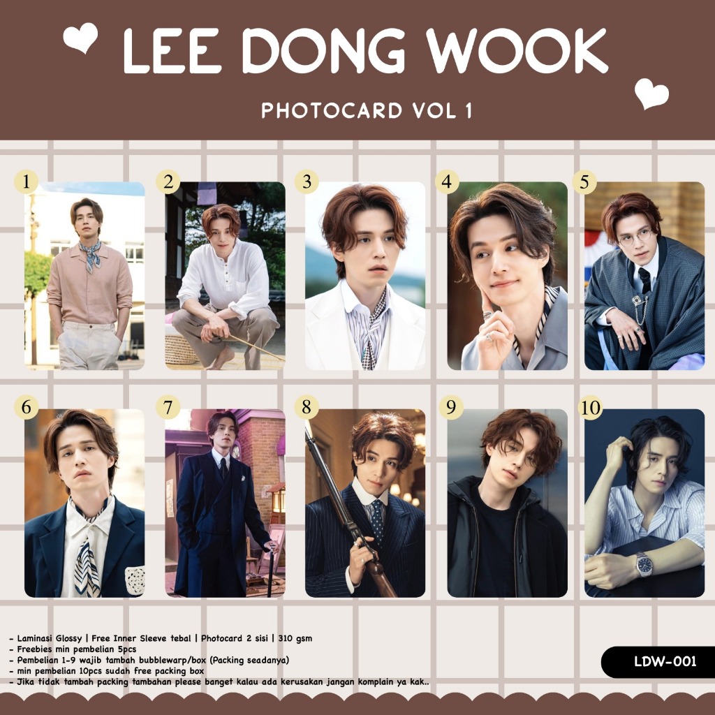 (PC) PHOTOCARD KOLEKSI AKTOR LEE DONG WOOK VOL.1 DAN VOL.2 UNOFFICIAL 2 SISI LAMINASI GLOSSY DEPAN B
