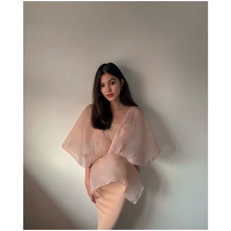 Giselle Blouse Cream Organza Korea - One Set (Top & Inner Dress)