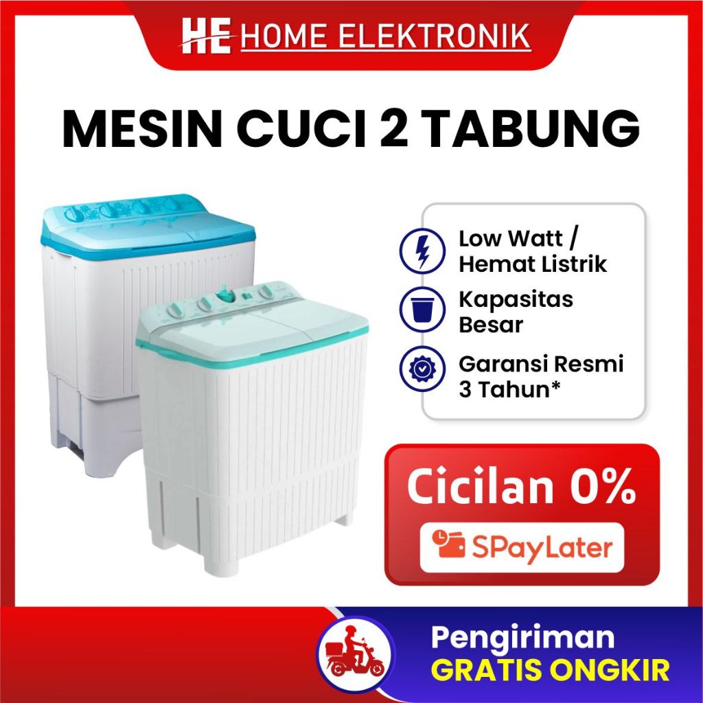 Mesin Cuci Polytron  2 Tabung Garansi Resmi [Bisa paylater cicilan 0%]