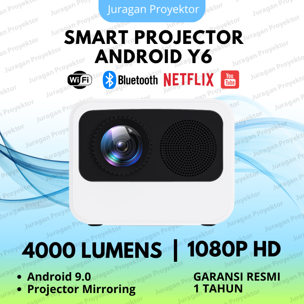 Proyektor Android Tv Digital Y6 Android Wifi 4000 Lumens | Proyektor Android 4K Full HD | Proyektor 