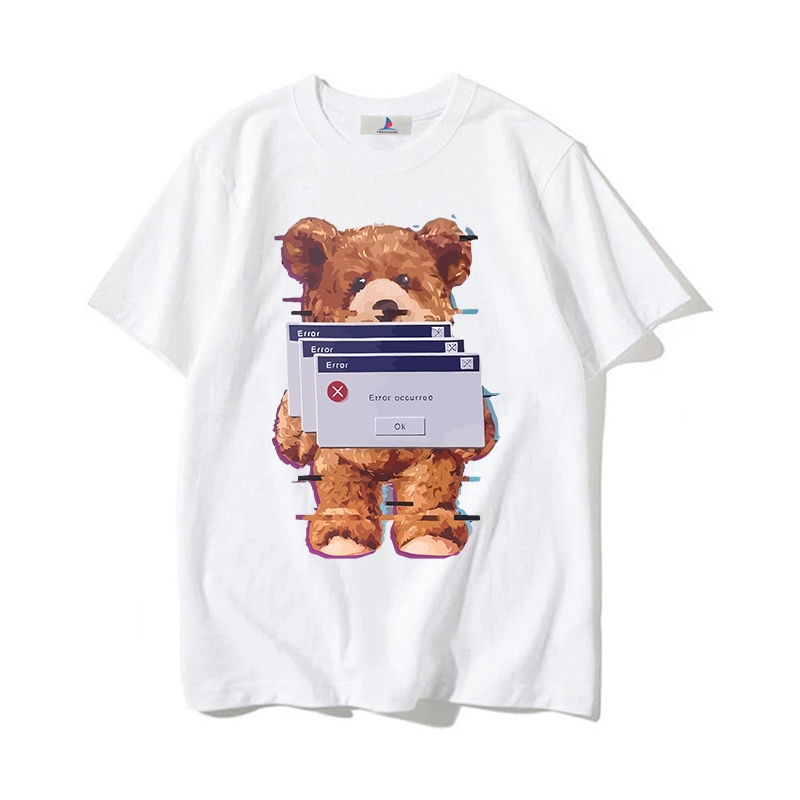 YM Kaos Teddy Bear Error Style - OOTD Hypebeast Kekinian Motif Unik Adem Nyaman Kaos couple romantis