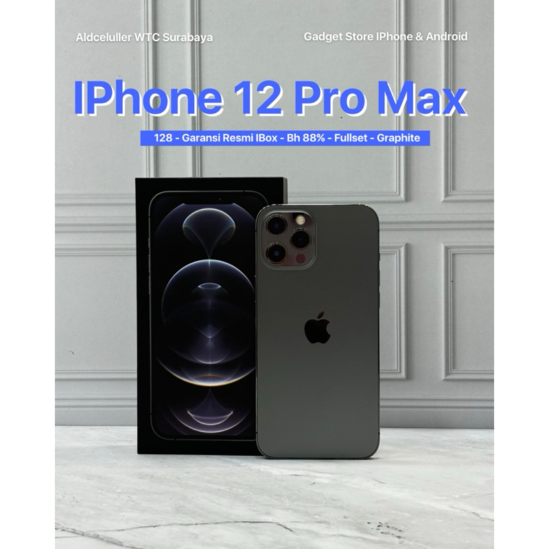 iphone 12 pro max 128gb graphite garansi resmi second