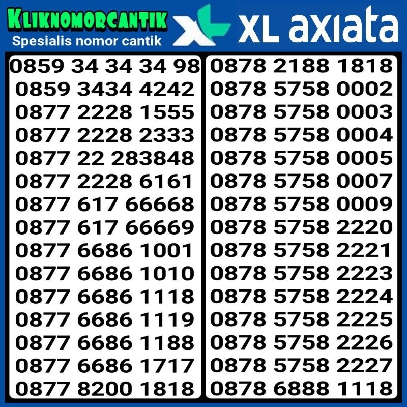 Nomor cantik XL 4G&5G kartu perdana XL Axiata sp.5
