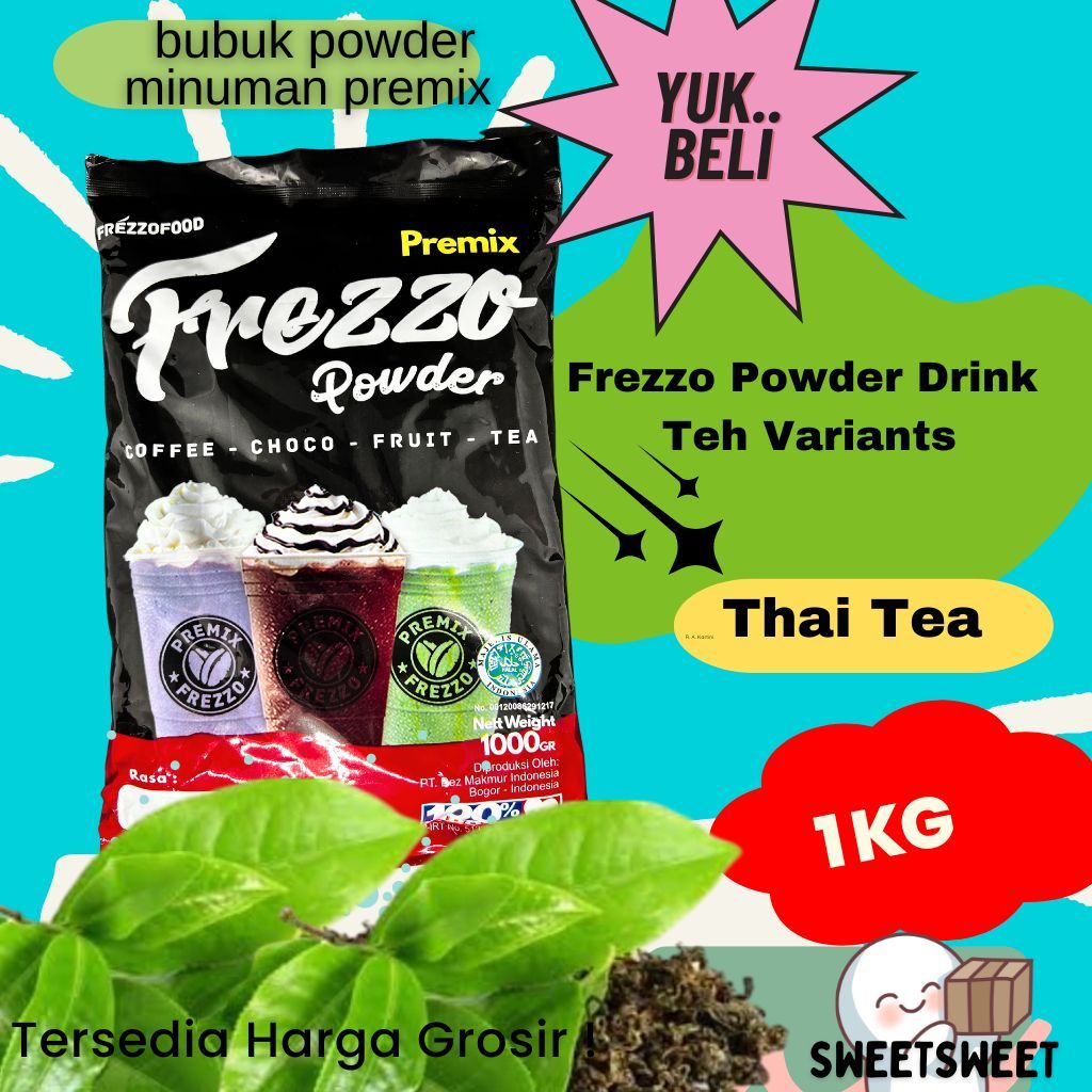 

Sweetsweet Frezzo Thai Tea | Bubuk Minuman Thai Tea Power Drink Kemasan 1 Kg | Bisa COD dan Grosir