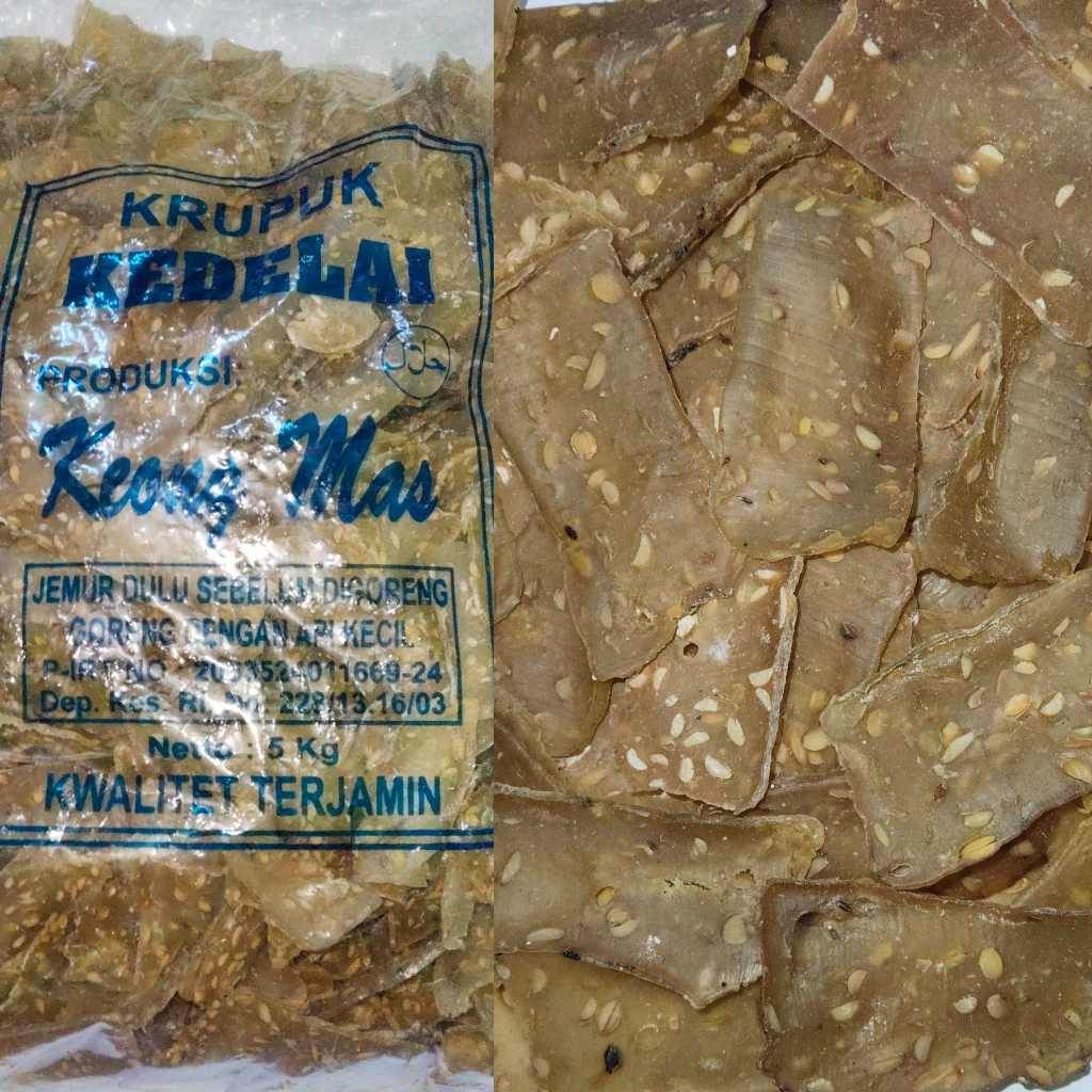 

[ 5 KG ] Kerupuk TEMPE / Kerupuk KEDELAI / Kerupuk DELE Mentah cap Keong Mas