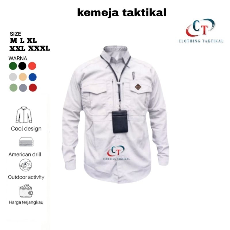 kemeja taktikal M-TAC outdoor / kemeja taktikal lapangan / kemeja pria lengan panjang / kemeja kerja