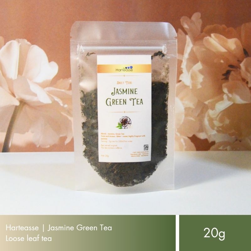 

Harteasse | Jasmine Green Tea | Teh Hijau Melati Kemasan Pouch | Loose Leaf | 20g