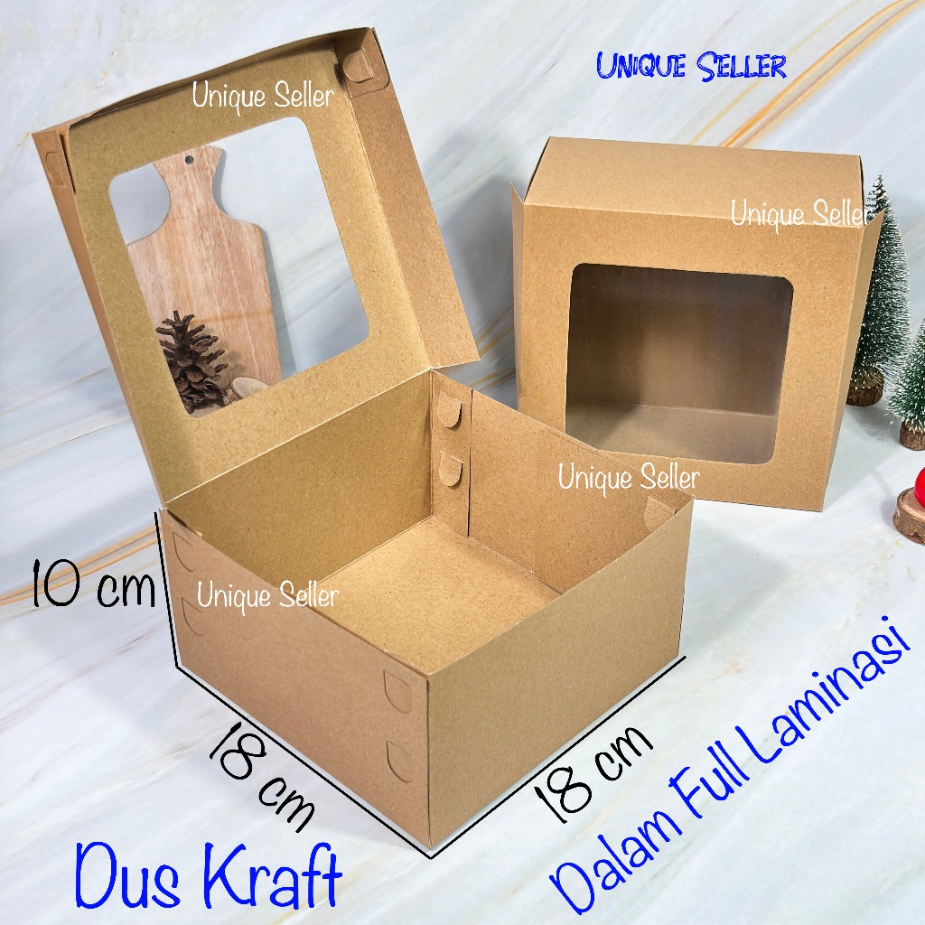 

[Isi50] Dus Hampers 18x18x10 KRAFT Jendela FULL Laminasi Dus Box Kue Tart 20x20x10 KRAFT WINDOW