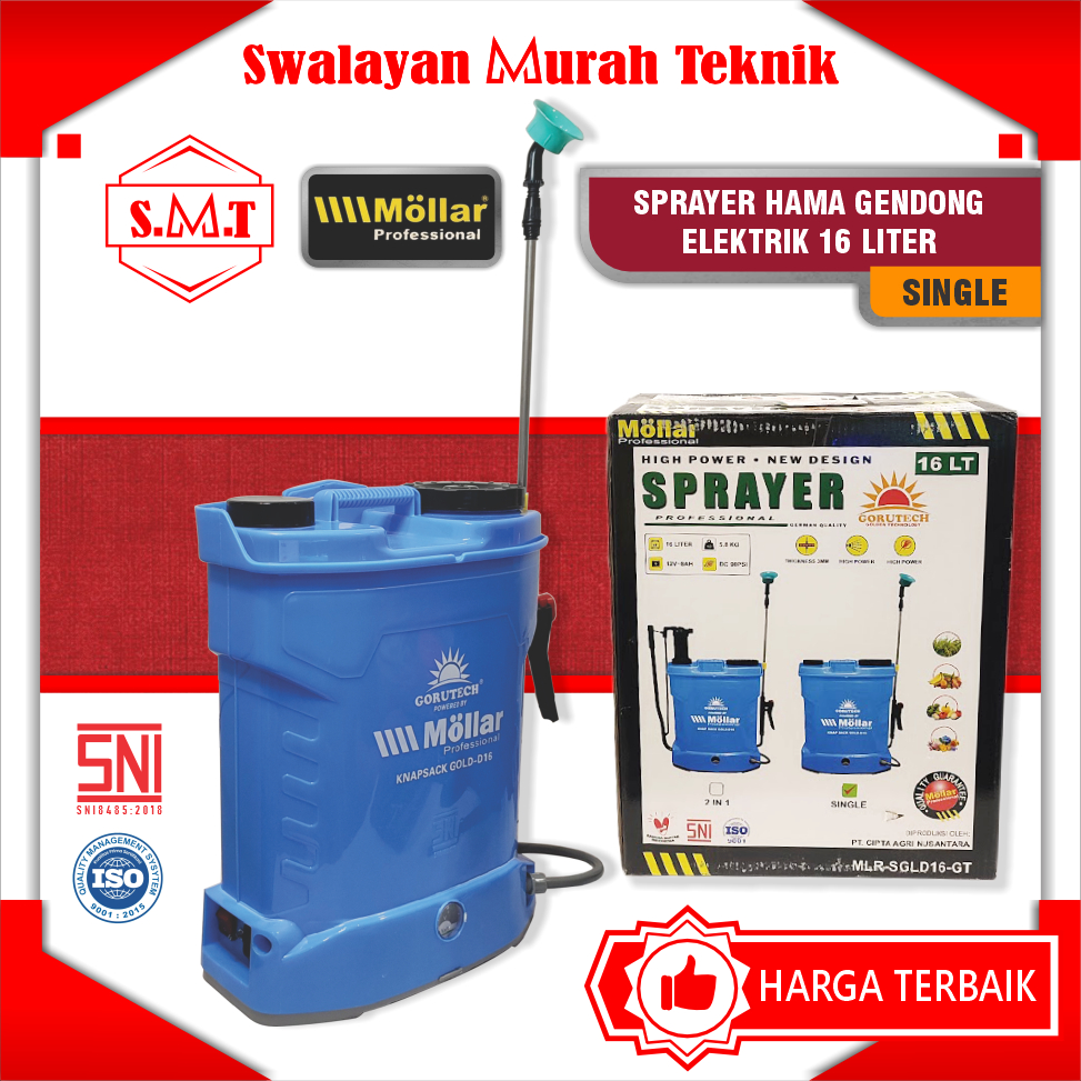 Sprayer Hama Elektrik 16 Liter MOLLAR Knapsack 16L Single Aki SNI