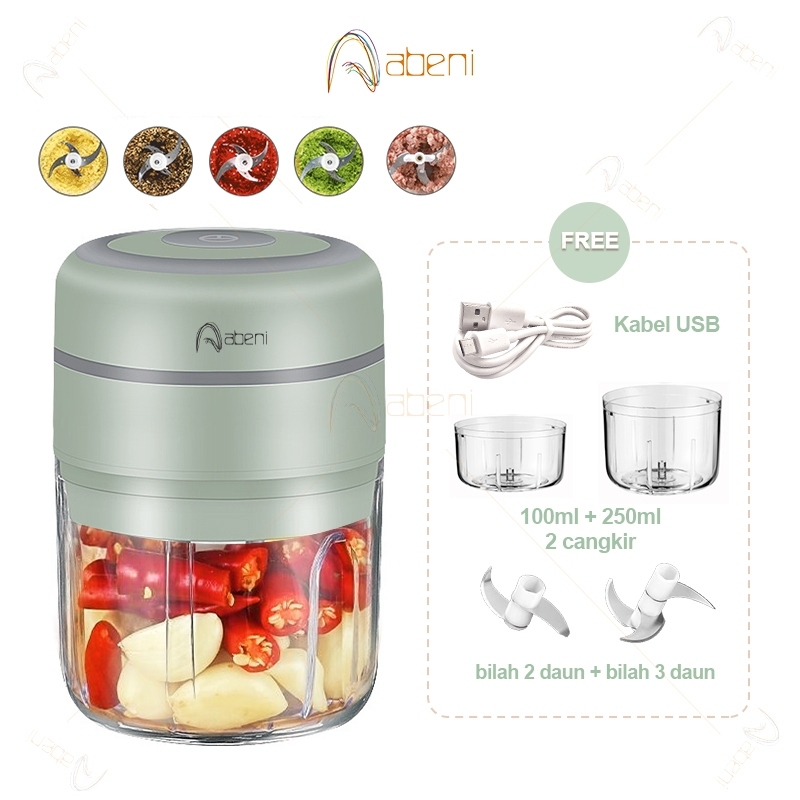 Abeni Chopper Mini Blender Portable Gilingan Mini Bumbu dan Daging dengan USB