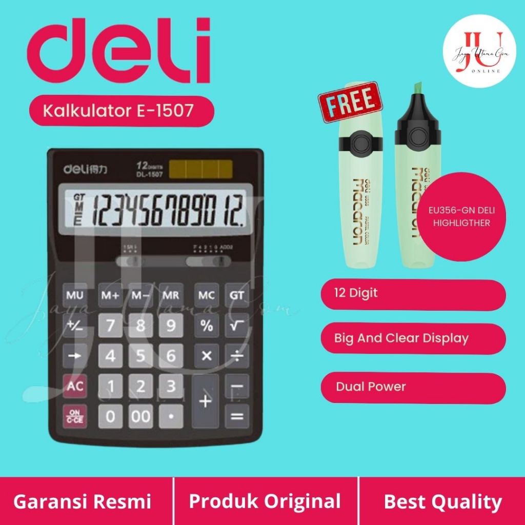 

Promo Deli C868C / E1238 / E1589 / E1630 / E1507 / E1629 Kalkulator 12 Digit Original