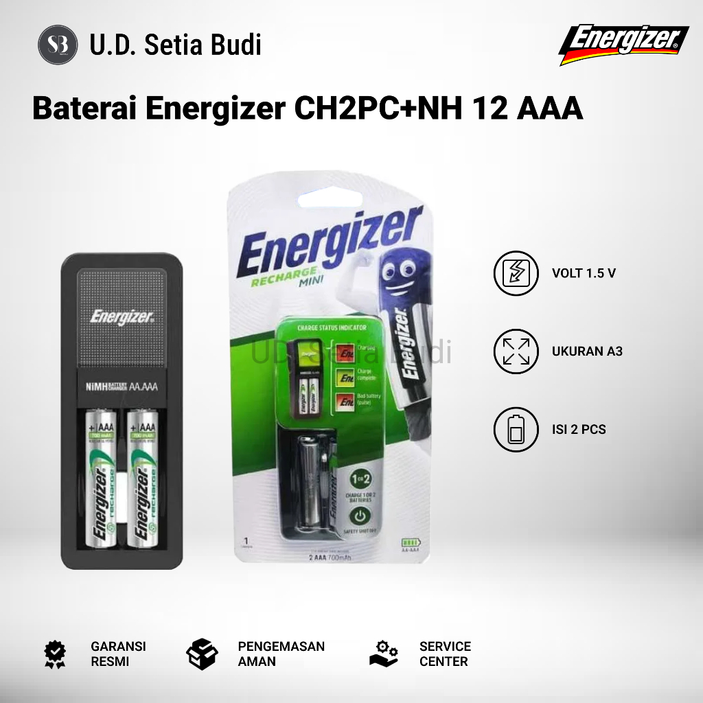 Baterai Energizer Recharge AAA Battery + Charger Energizer Power Plus AAA 700 Mah