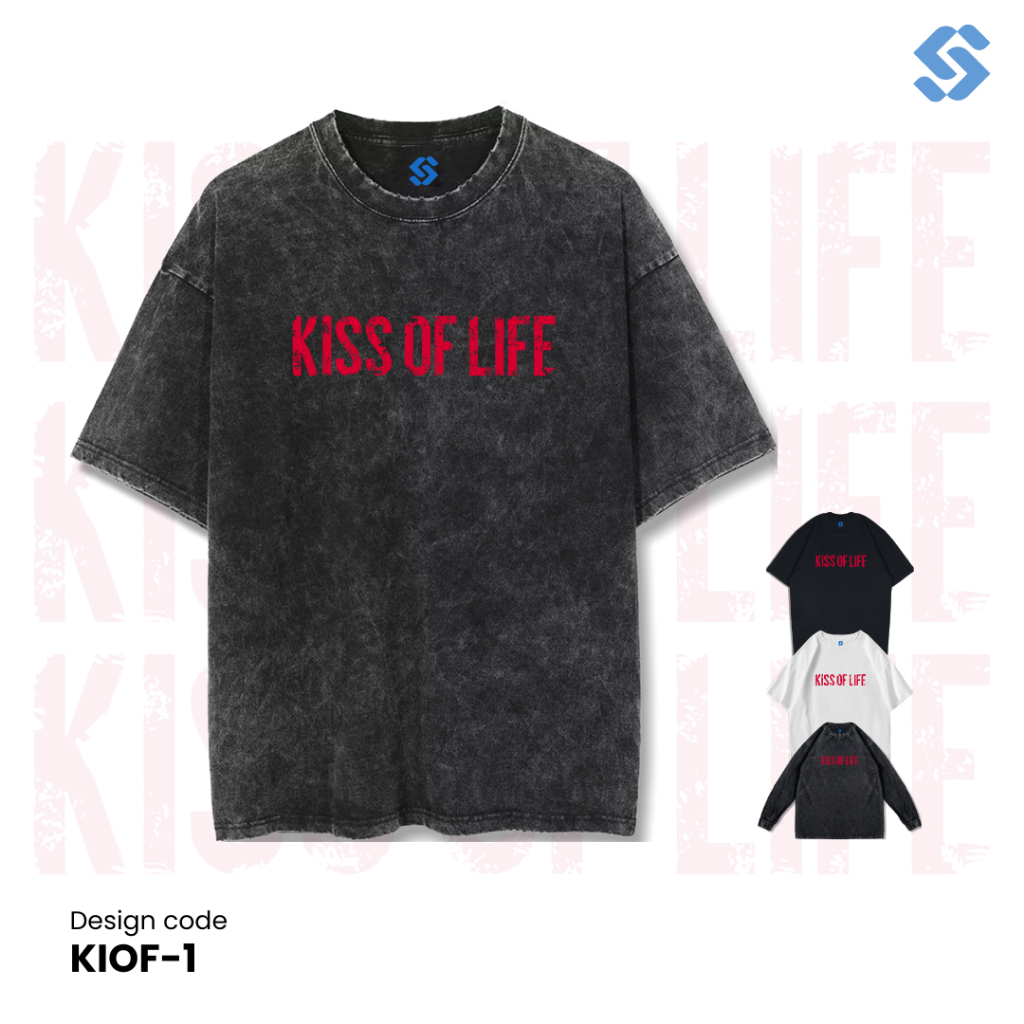 SANZ kaos KISS OF LIFE | stonewashed washed sandwash t-shirt | black white longsleeve | KIOF-1