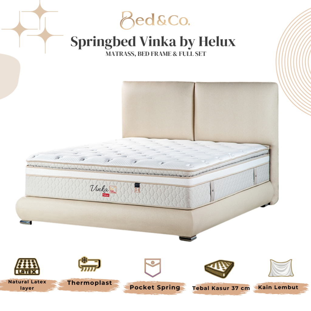 Matras Kasur Springbed Latex Pocket Helux VINKA Black Fullset/ Divan/ Matras