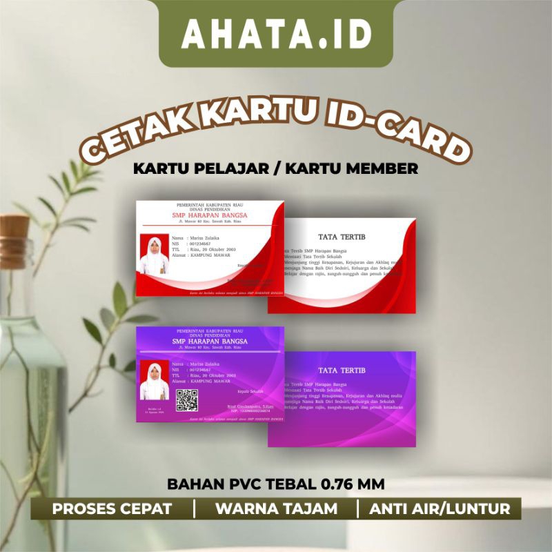 

CETAK ID CARD COSTUME - CETAK KARTU PELAJAR - CETAK KARTU MEMBER - AHATA.ID