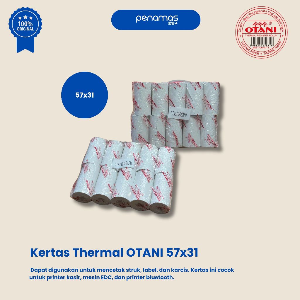 

Kertas Struk Thermal / Kertas Thermal Otani 57x30 /1PAK