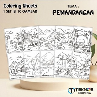 

[TEMA PEMANDANGAN] KERTAS GAMBAR UNTUK ANAK - LEMBAR MEWARNAI ANAK 1 SET ISI 10 LEMBAR GAMBAR A4
