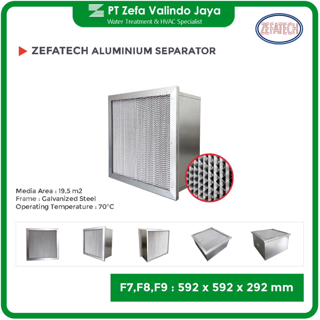 Filter Medium Aluminium Separator F7 F8 F9 ZEFATECH 592 x 592 x 292 mm 24 x 24 x 12 inch