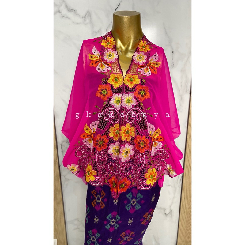 KEBAYA BORDIR KUPU PINK/KAIN KEBAYA/KEBAYA BALI