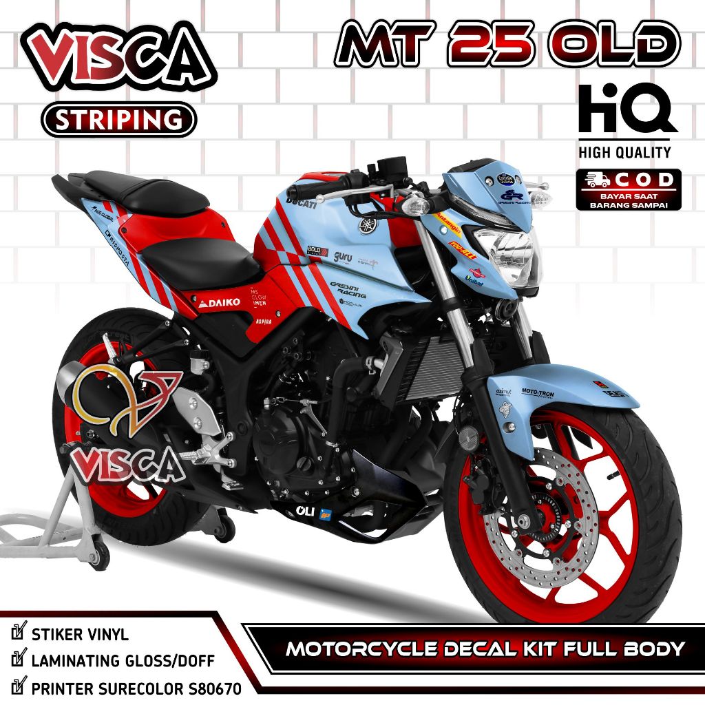 Decal MT 25 Old Full Body - Stiker MT 25 Lama Fullbody - Dekal Yamaha MT 25 Old - Striping MT 25 Lam