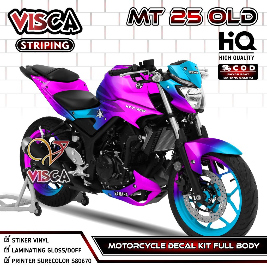 Decal MT 25 Old Full Body - Stiker MT 25 Lama Fullbody - Dekal Yamaha MT 25 Old - Striping MT 25 Lam