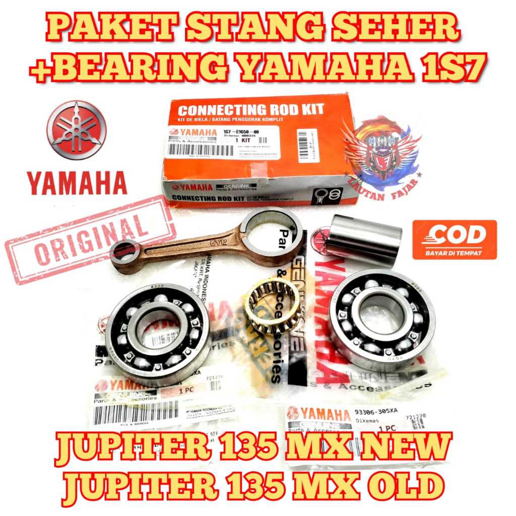 STANG SEHER 1S7 + BEARING KRUK AS 6305 (2PCS) ASLI ORIGINAL Motor YAMAHA JUPITER MX 135 OLD / LAMA ,