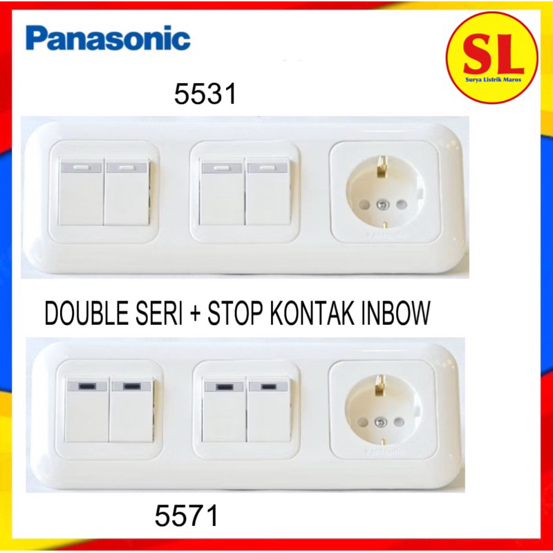 PANASONIC SAKLAR DOUBLE SERI + STOP KONTAK WIDE SERIES INBOW STOP KONTAK + SERI + SERI